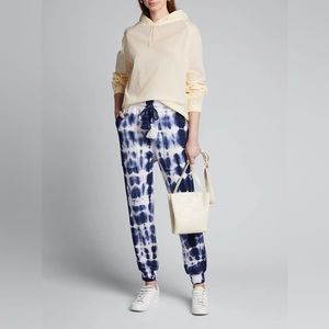 ULLA JOHNSON Charley Blue White Cotton Tie Dye High Waist Santinella Sweatpants